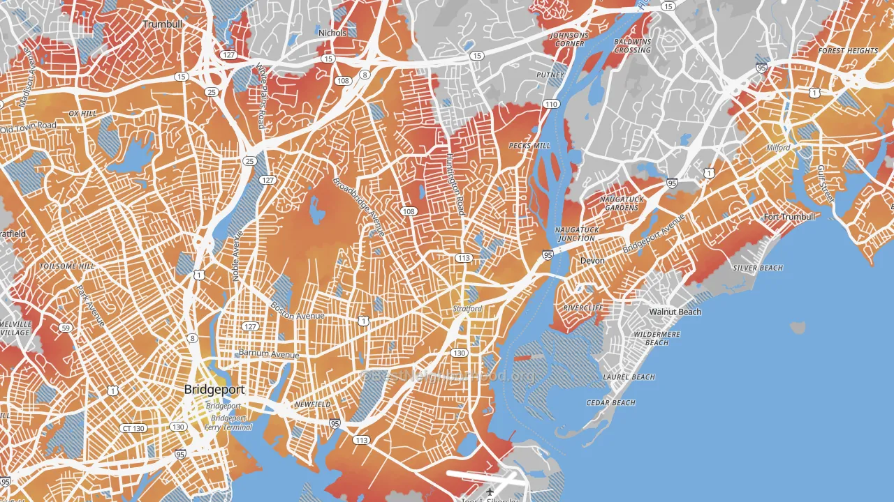 Transit Grade map of Stratford, CT