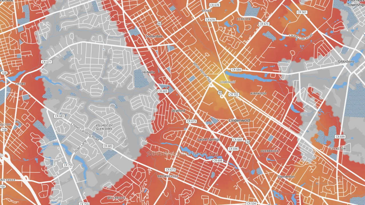 Transit Grade map of Stratford, NJ