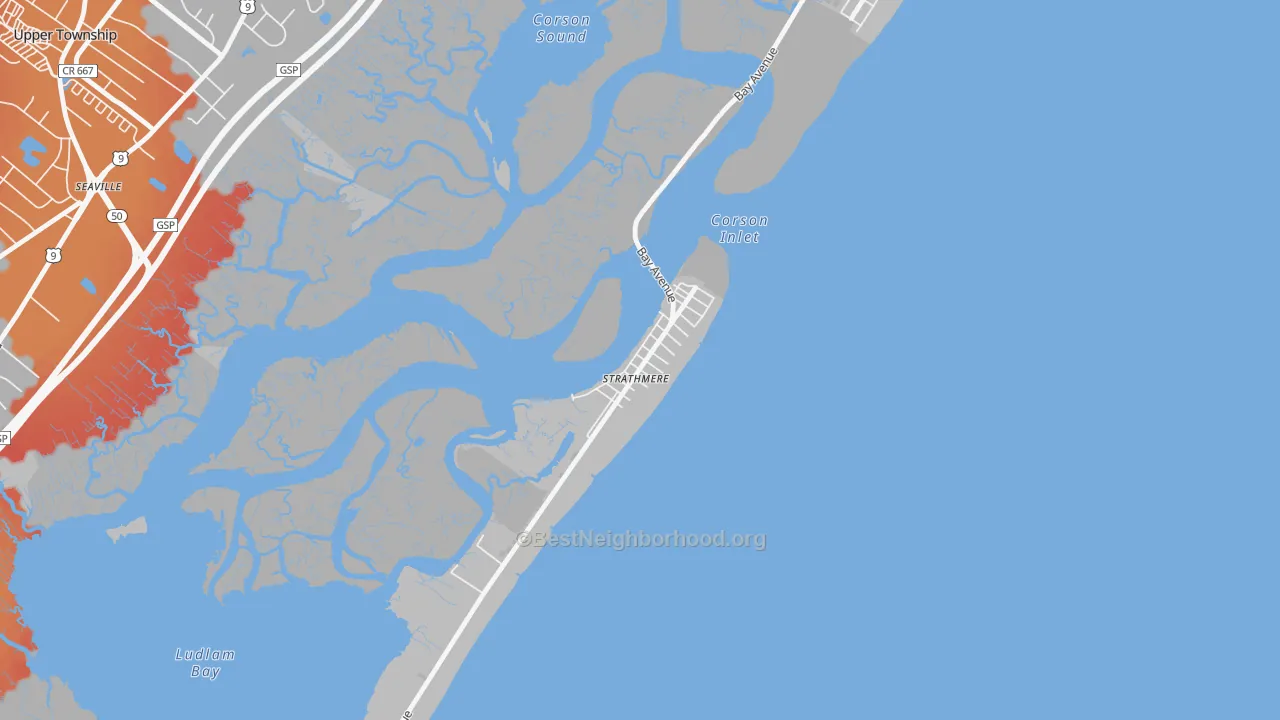 Transit Grade map of Strathmere, NJ