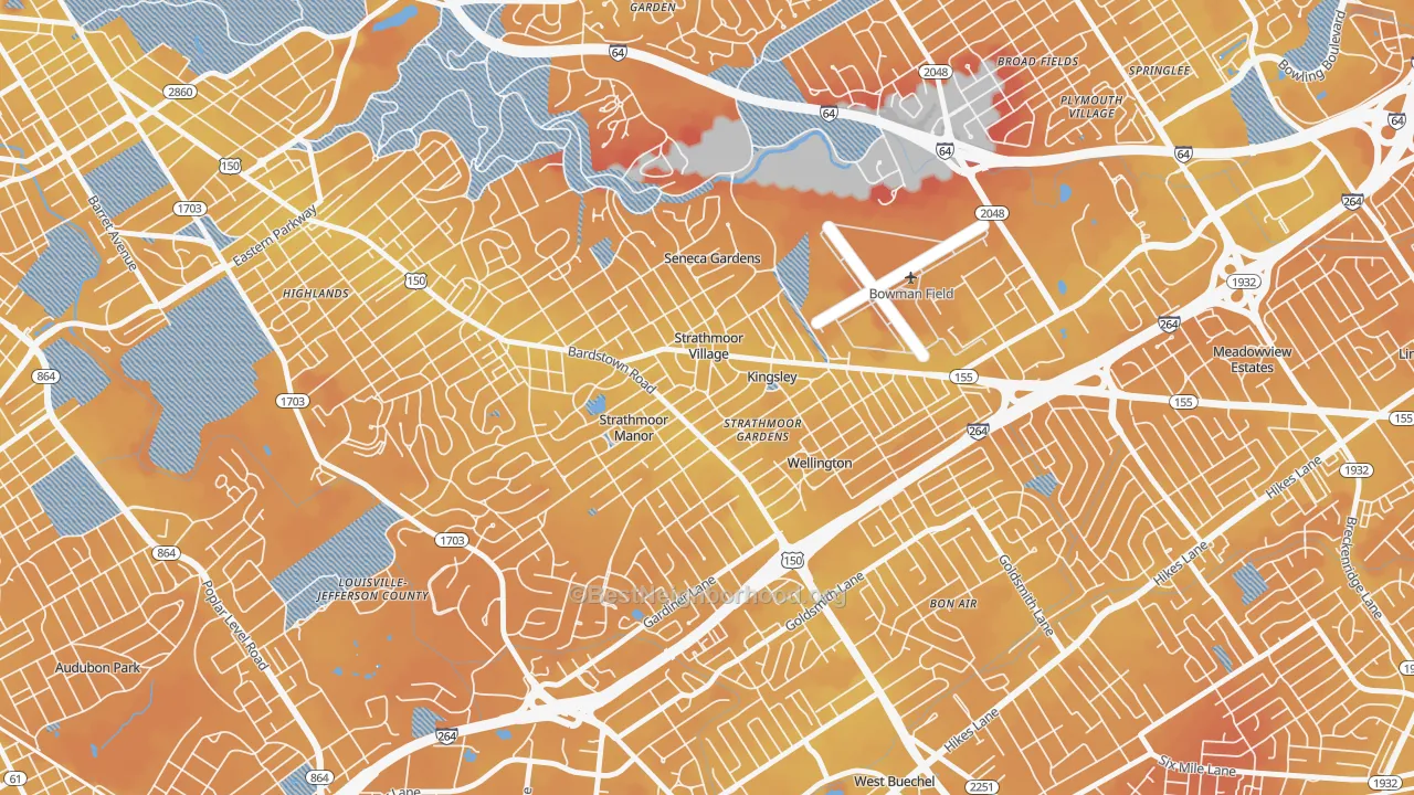 Transit Grade map of Strathmoor Village, KY