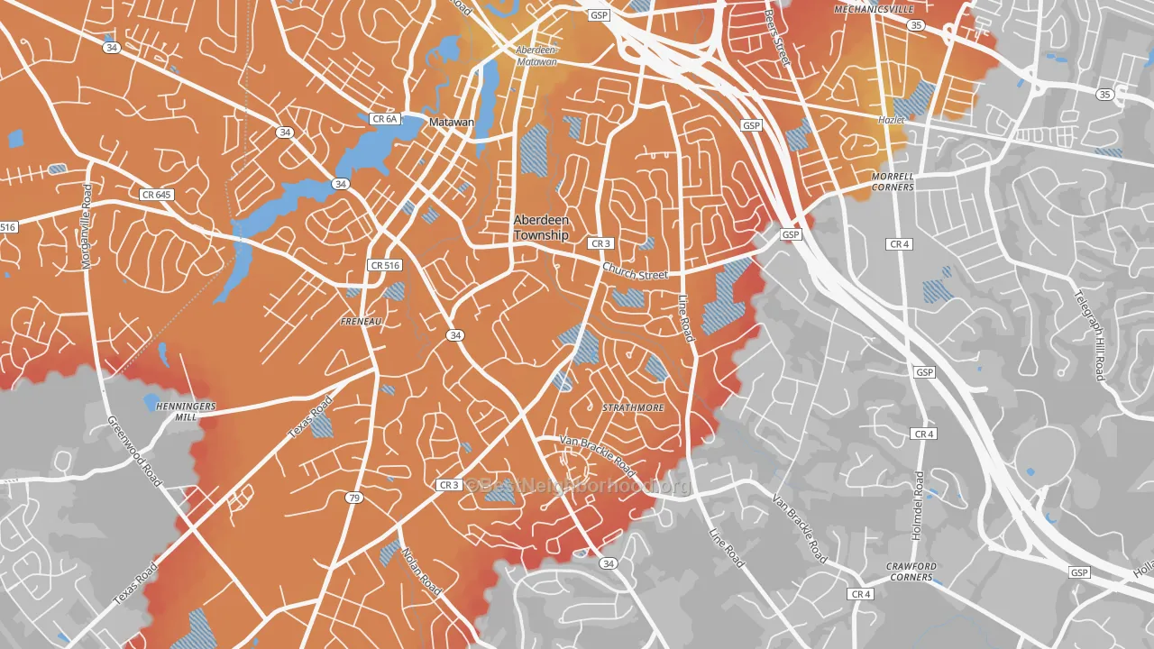 Transit Grade map of Strathmore, NJ