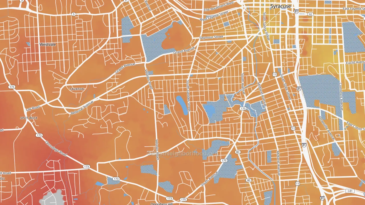 Transit Grade map of Strathmore, Syracuse, NY