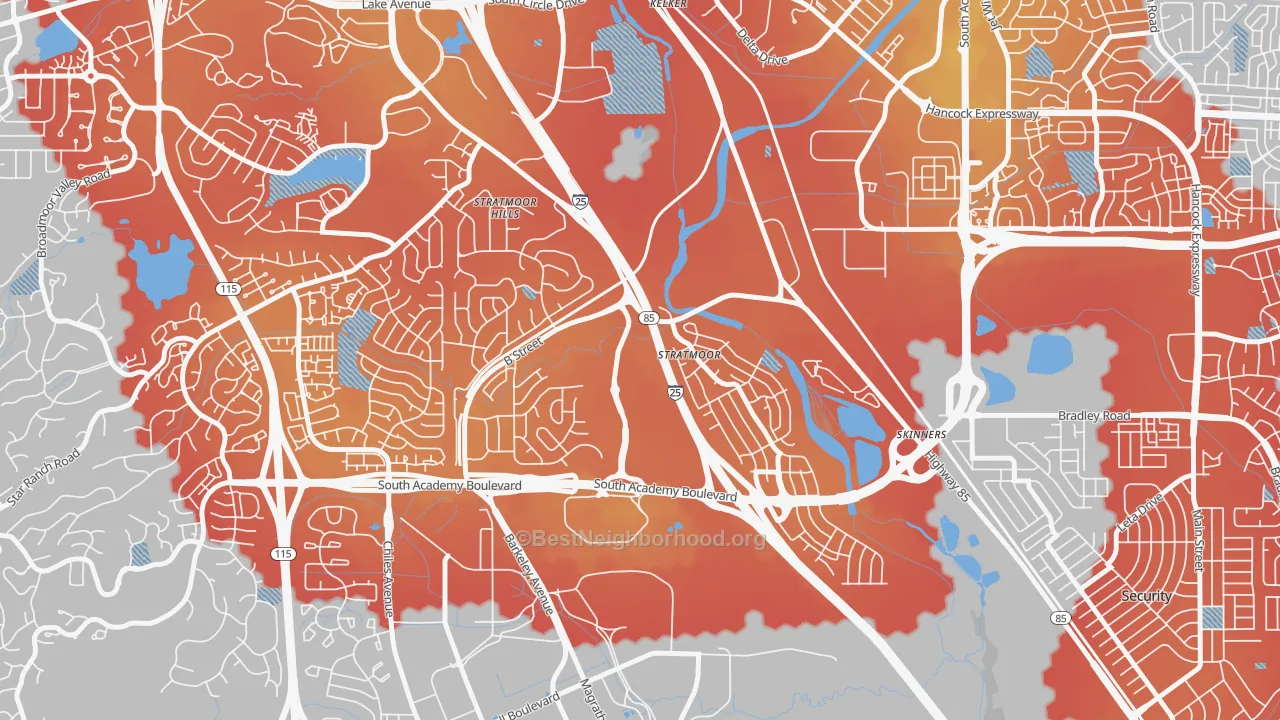 Transit Grade map of Stratmoor, CO