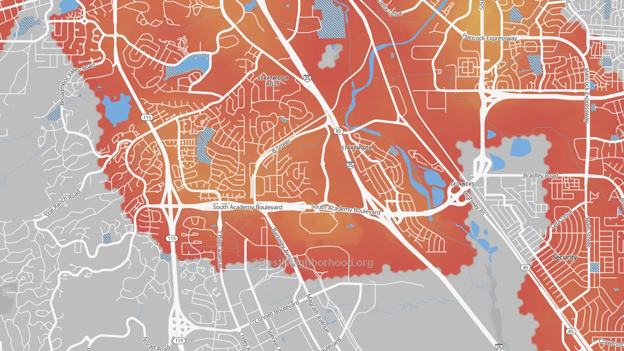 Transit Grade map of Stratmoor Hills, Stratmoor, CO