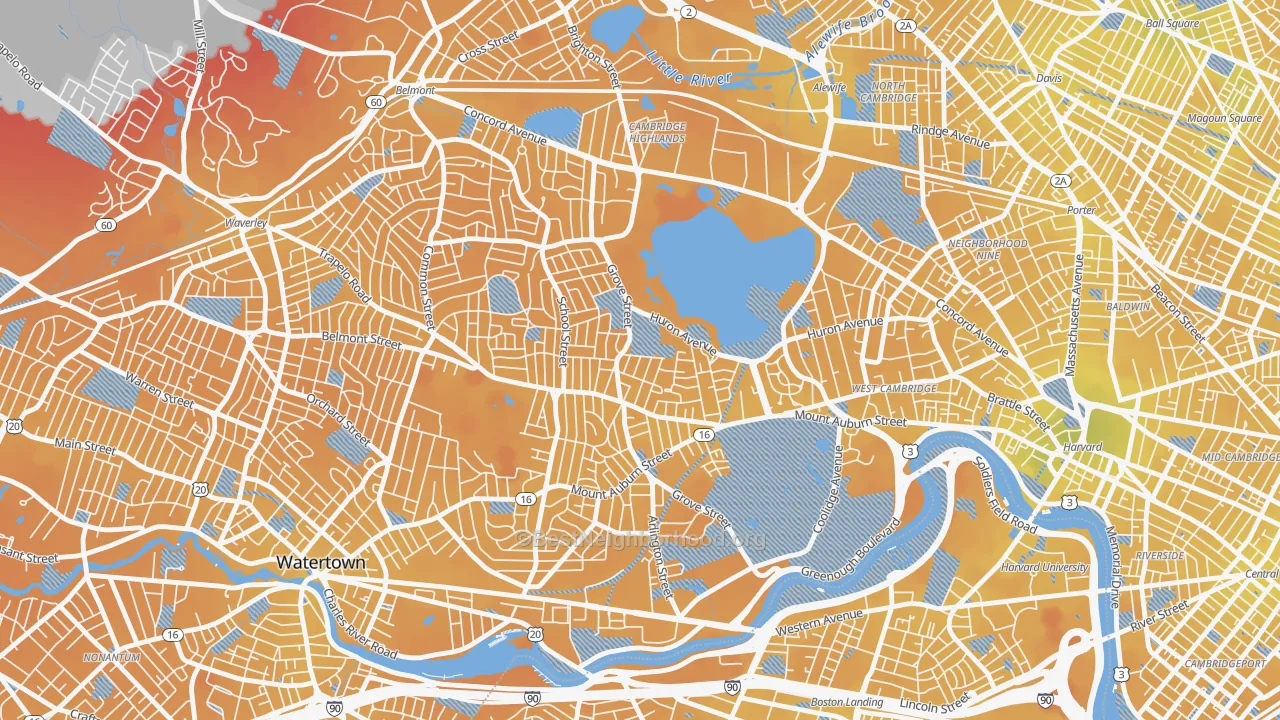 Transit Grade map of Strawberry Hill, Cambridge, MA