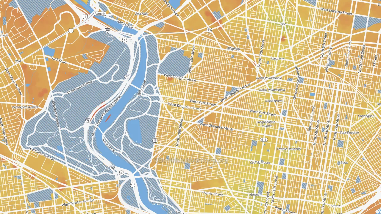 Transit Grade map of Strawberry Mansion, Philadelphia, PA