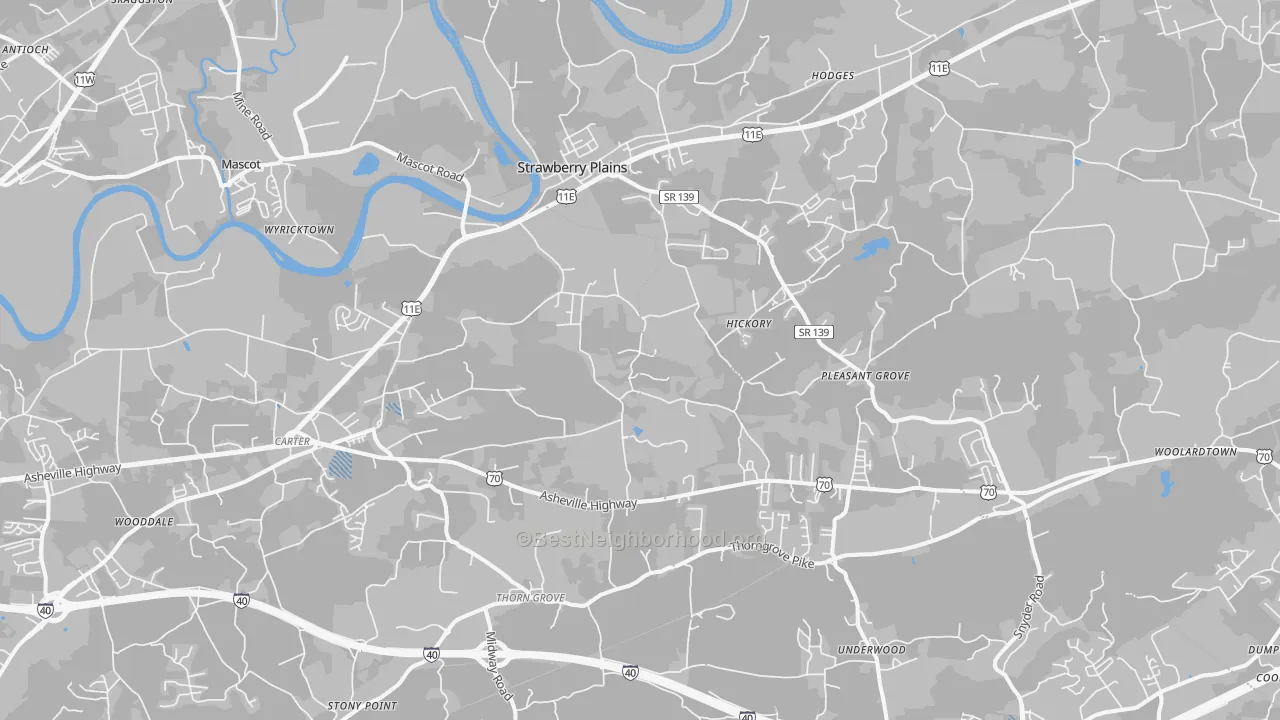 Transit Grade map of Strawberry Plains, TN