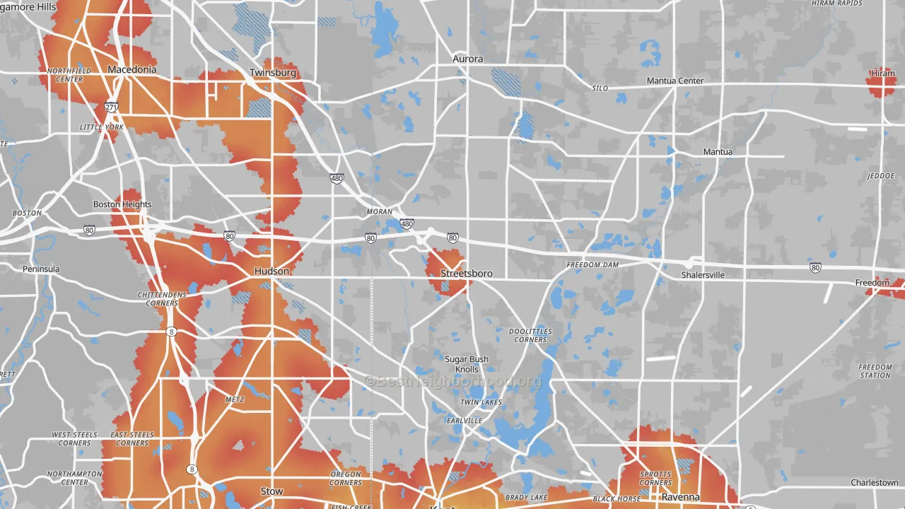 Transit Grade map of Streetsboro, OH