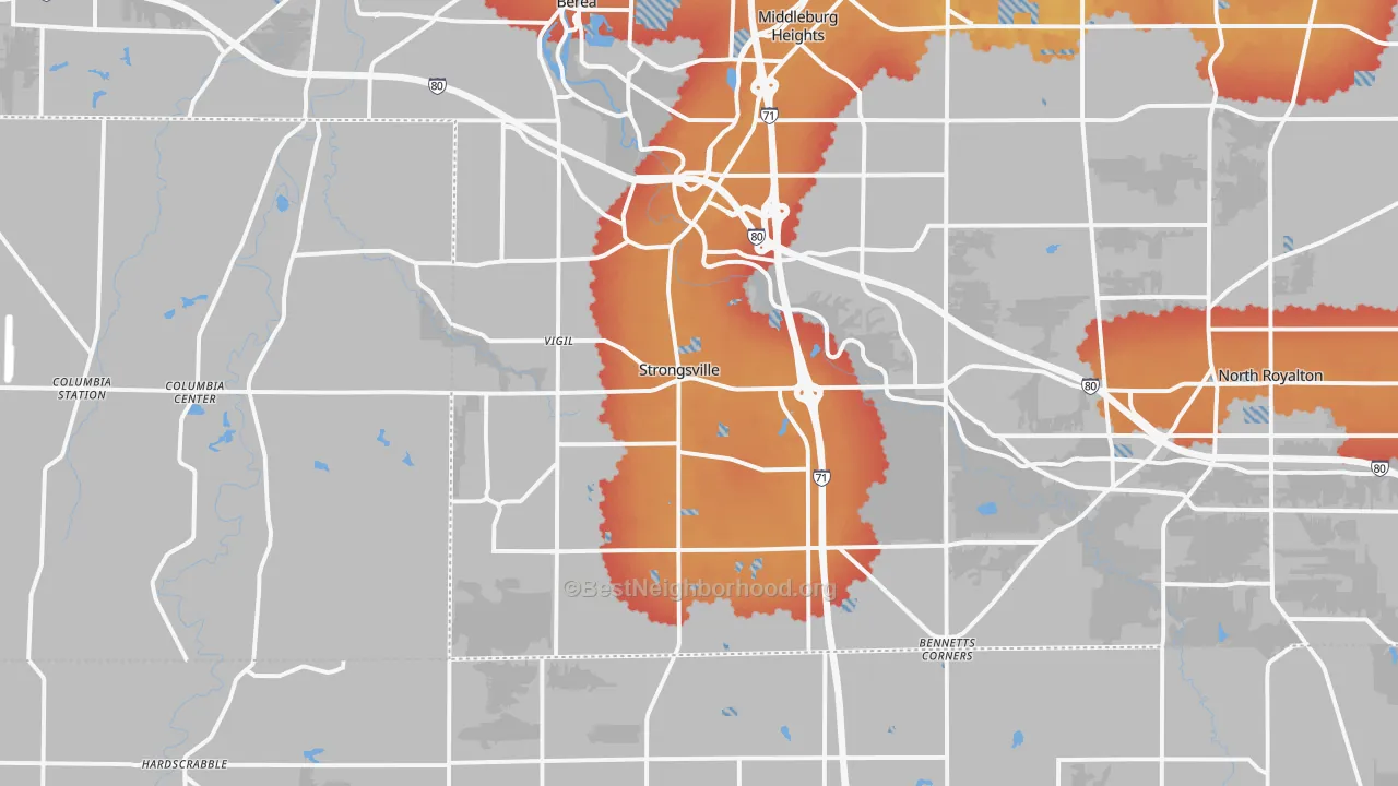 Transit Grade map of Strongsville, OH