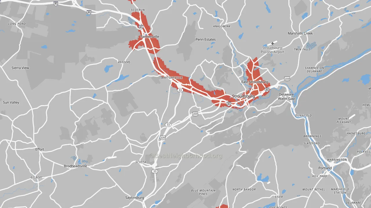 Transit Grade map of Stroudsburg, PA