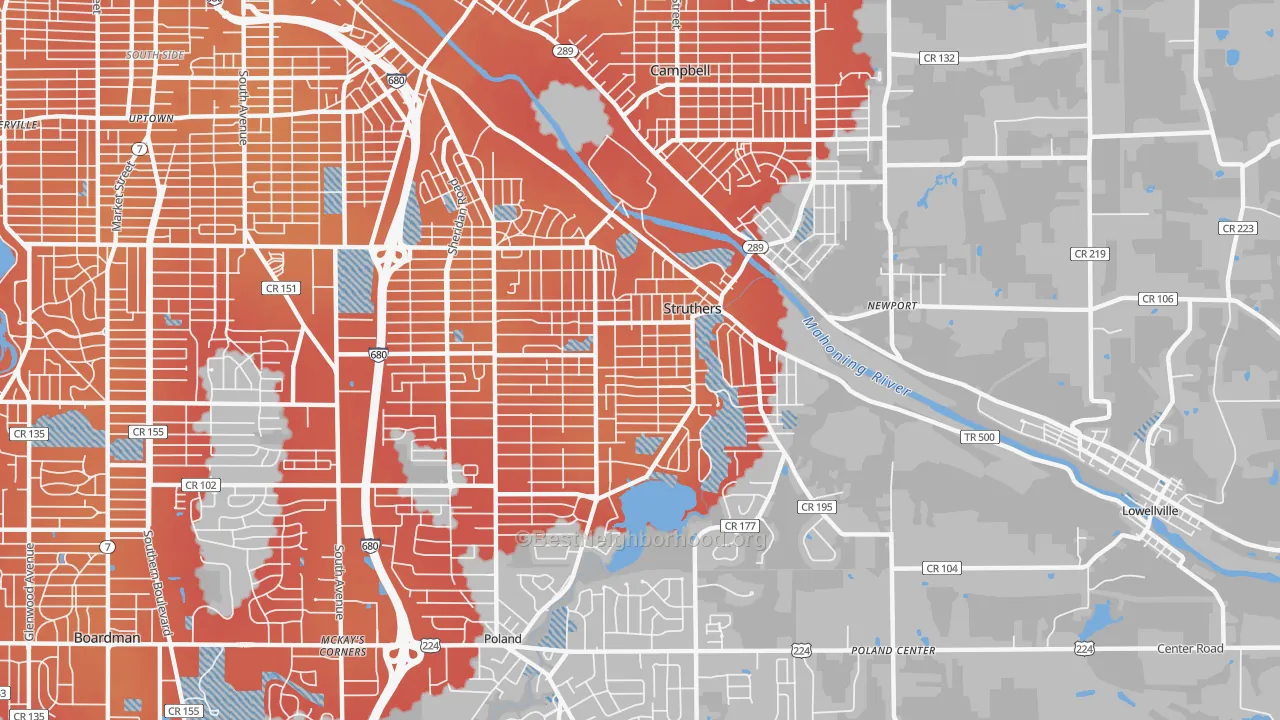 Transit Grade map of Struthers, OH