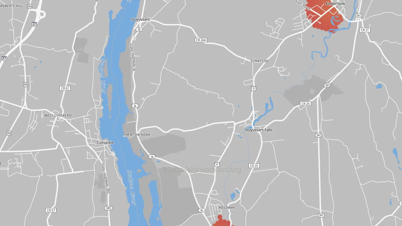 Transit Grade map of Stuyvesant, NY