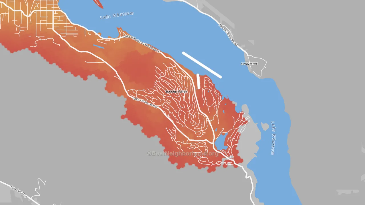 Transit Grade map of Sudden Valley, WA