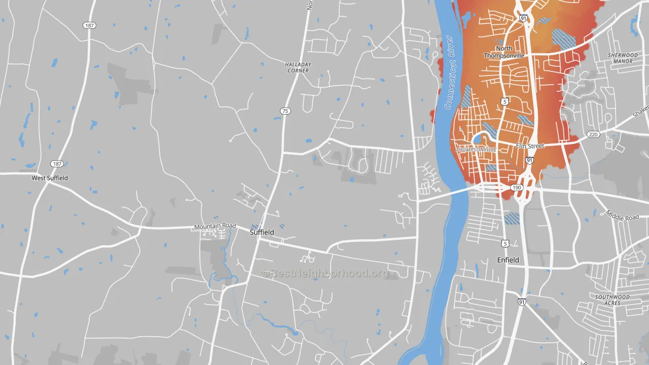 Transit Grade map of Suffield, CT