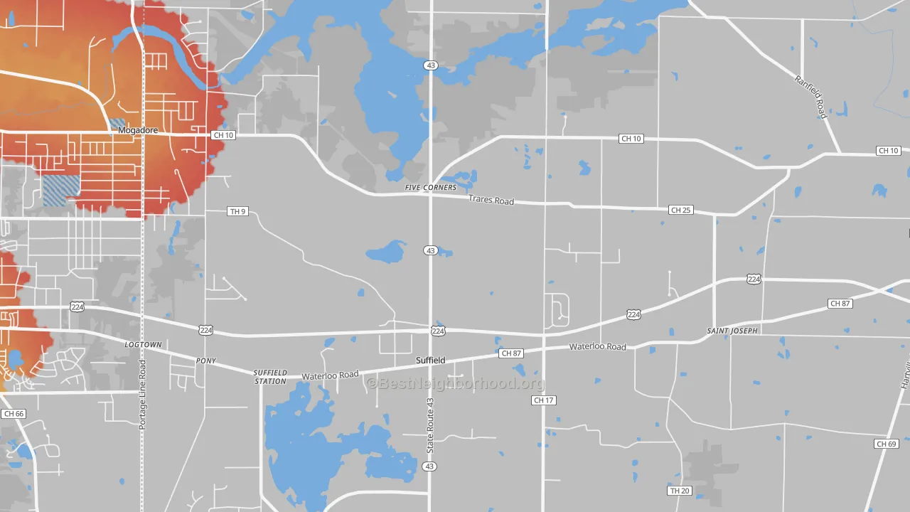 Transit Grade map of Suffield, OH