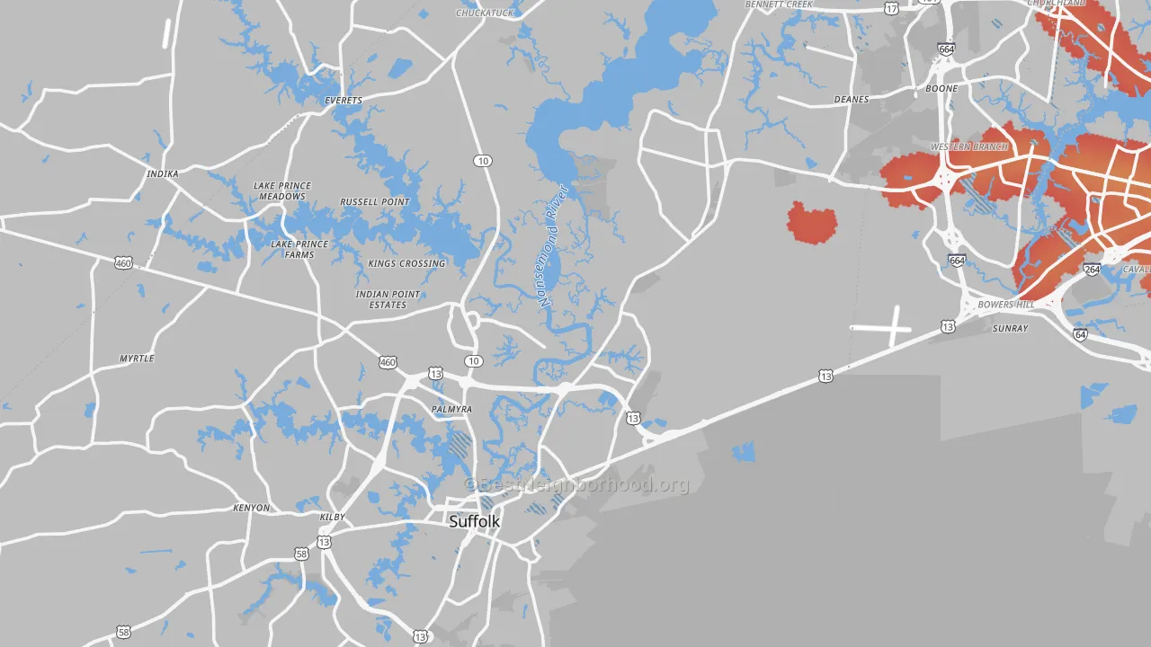 Transit Grade map of Suffolk City, VA