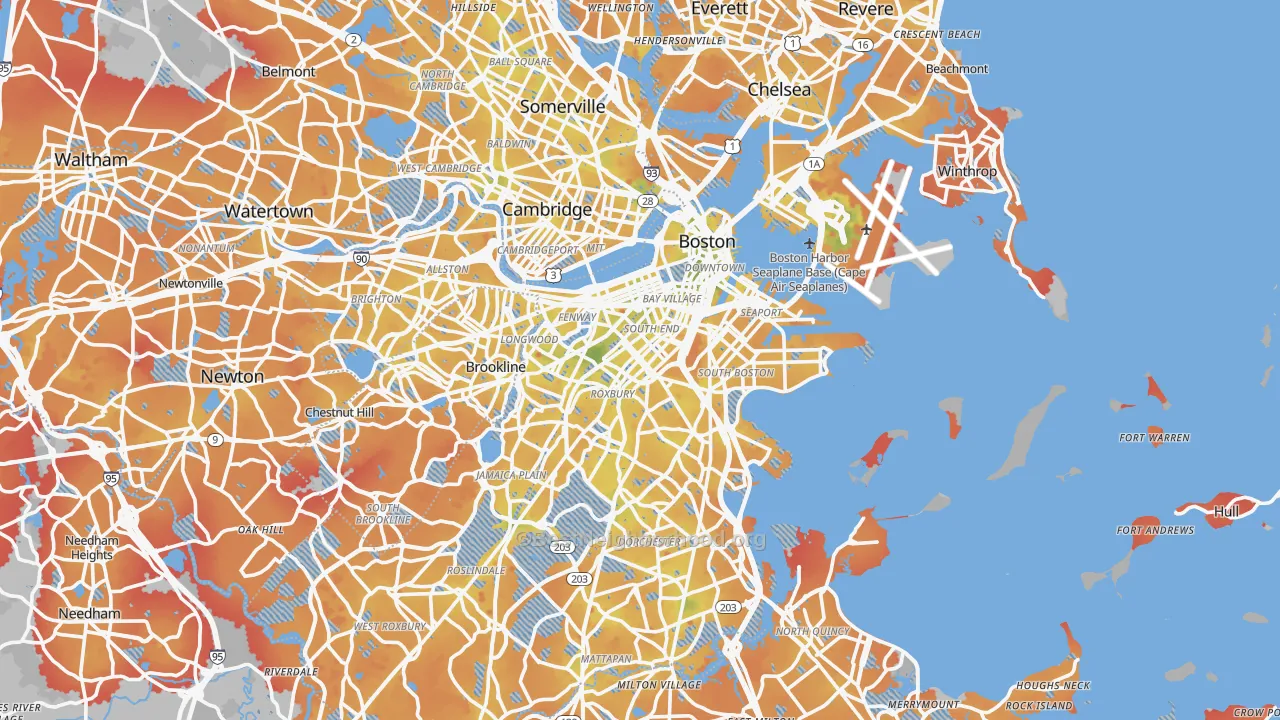 Transit Grade map of Suffolk County, MA
