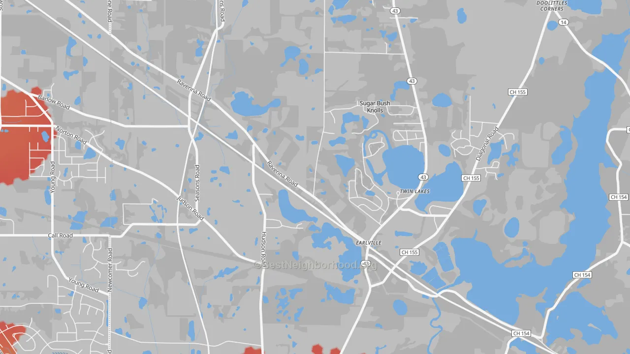 Transit Grade map of Sugar Bush Knolls, OH