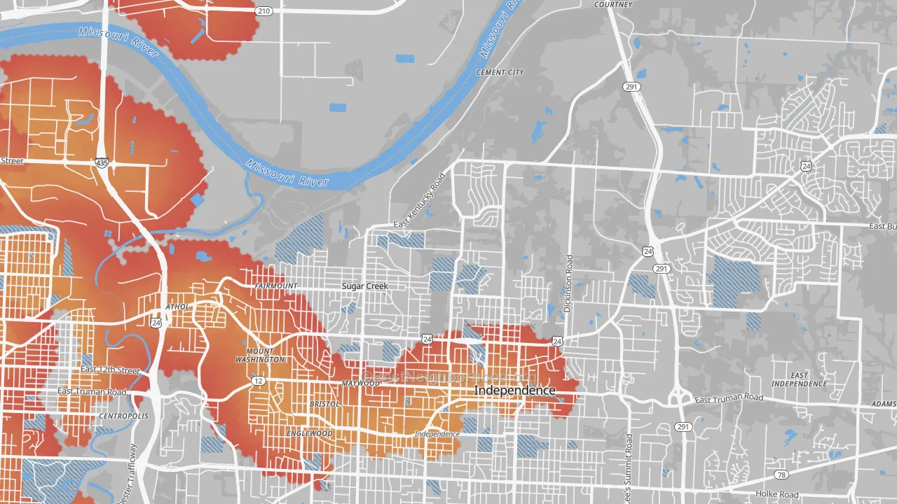 Transit Grade map of Sugar Creek, MO