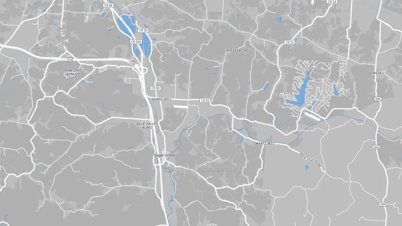 Transit Grade map of Sugar Grove, OH