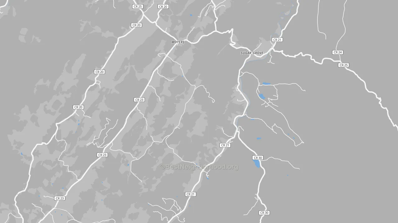 Transit Grade map of Sugar Grove, WV