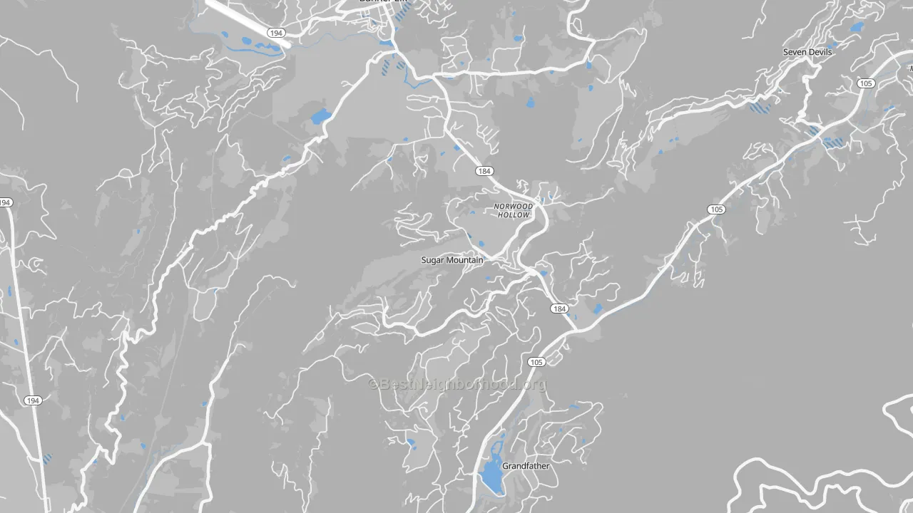 Transit Grade map of Sugar Mountain, NC