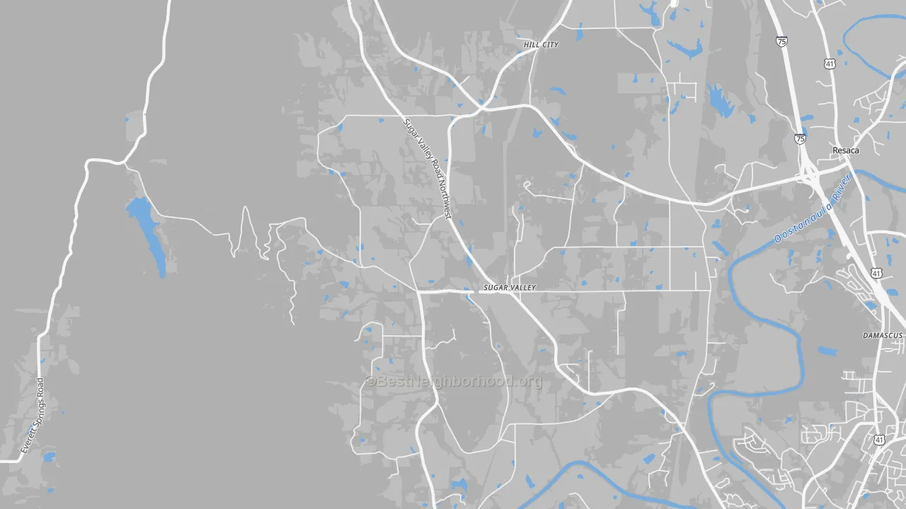 Transit Grade map of Sugar Valley, GA