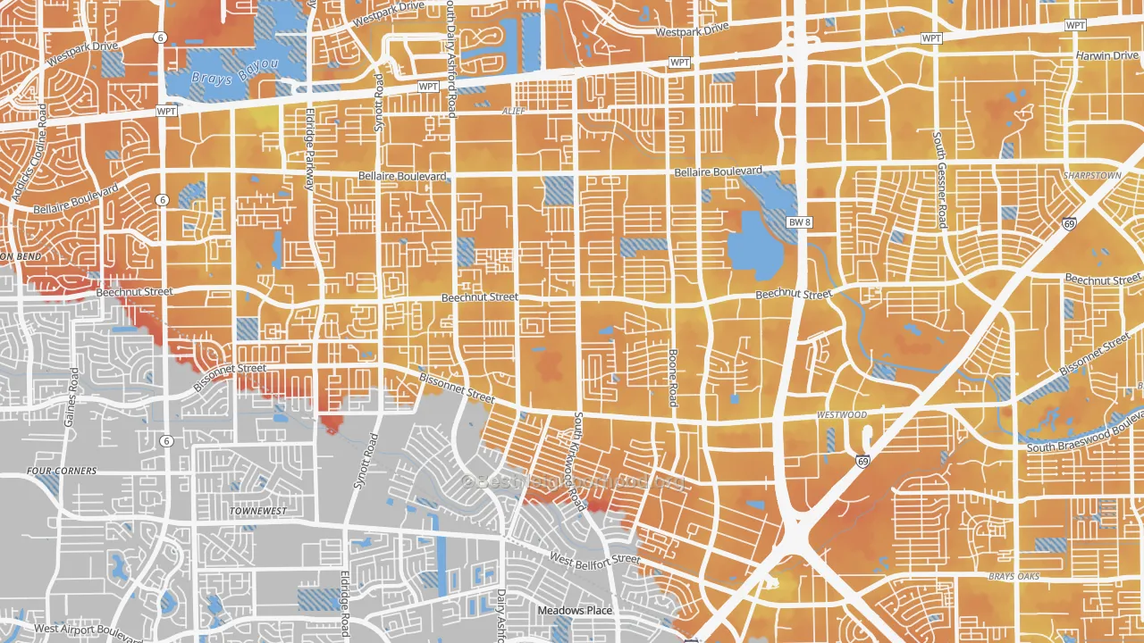 Transit Grade map of Sugarland, Houston, TX