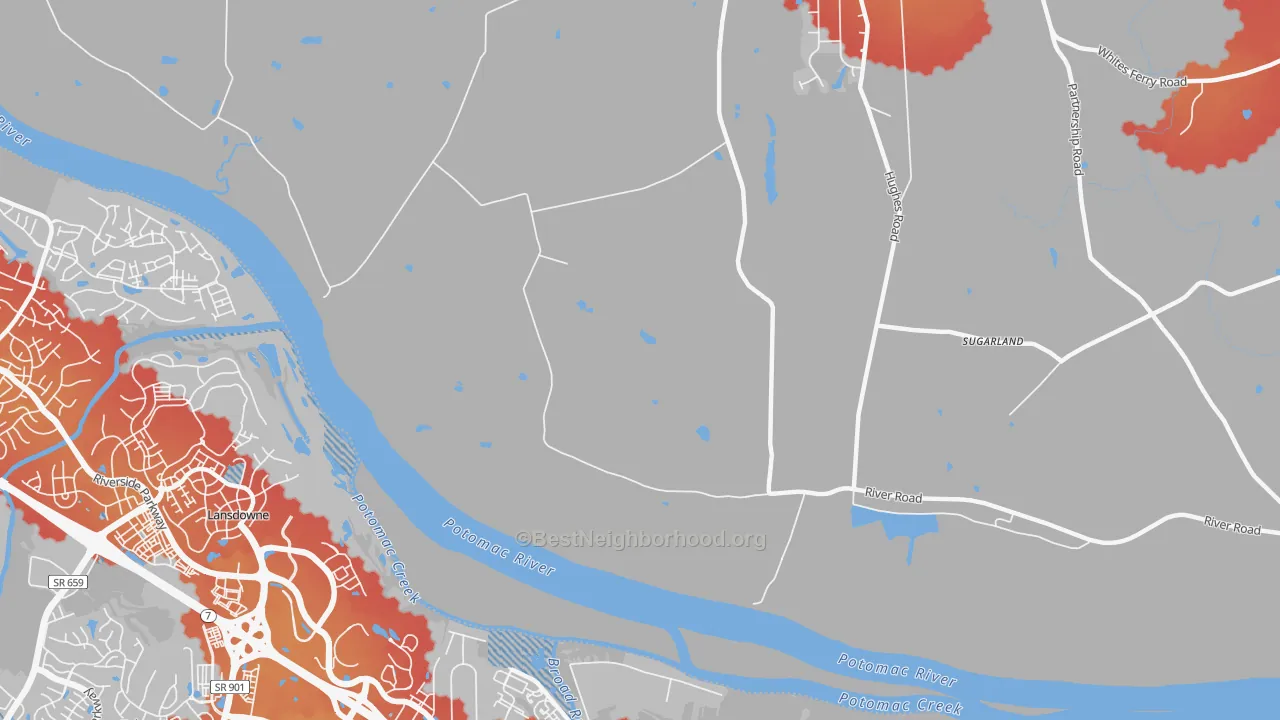 Transit Grade map of Sugarland, MD