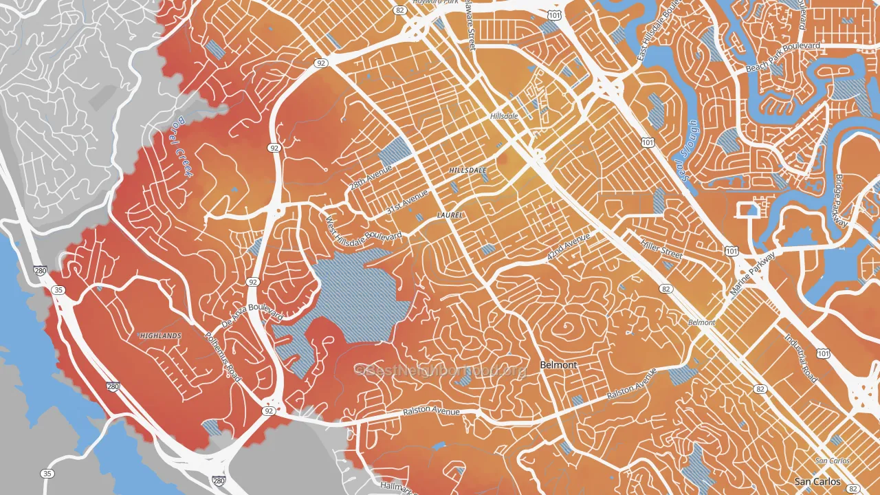 Transit Grade map of Sugerloaf, San Mateo, CA