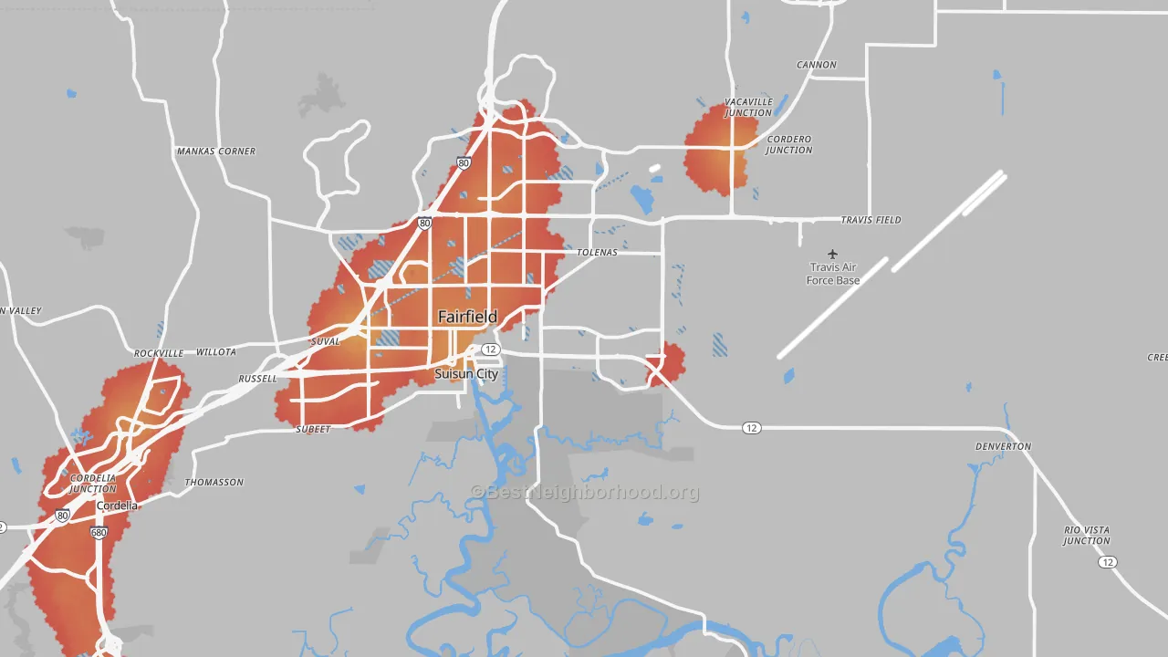 Transit Grade map of Suisun City, CA