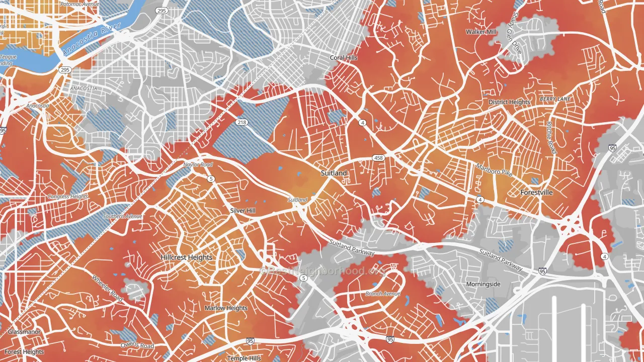 Transit Grade map of Suitland, MD