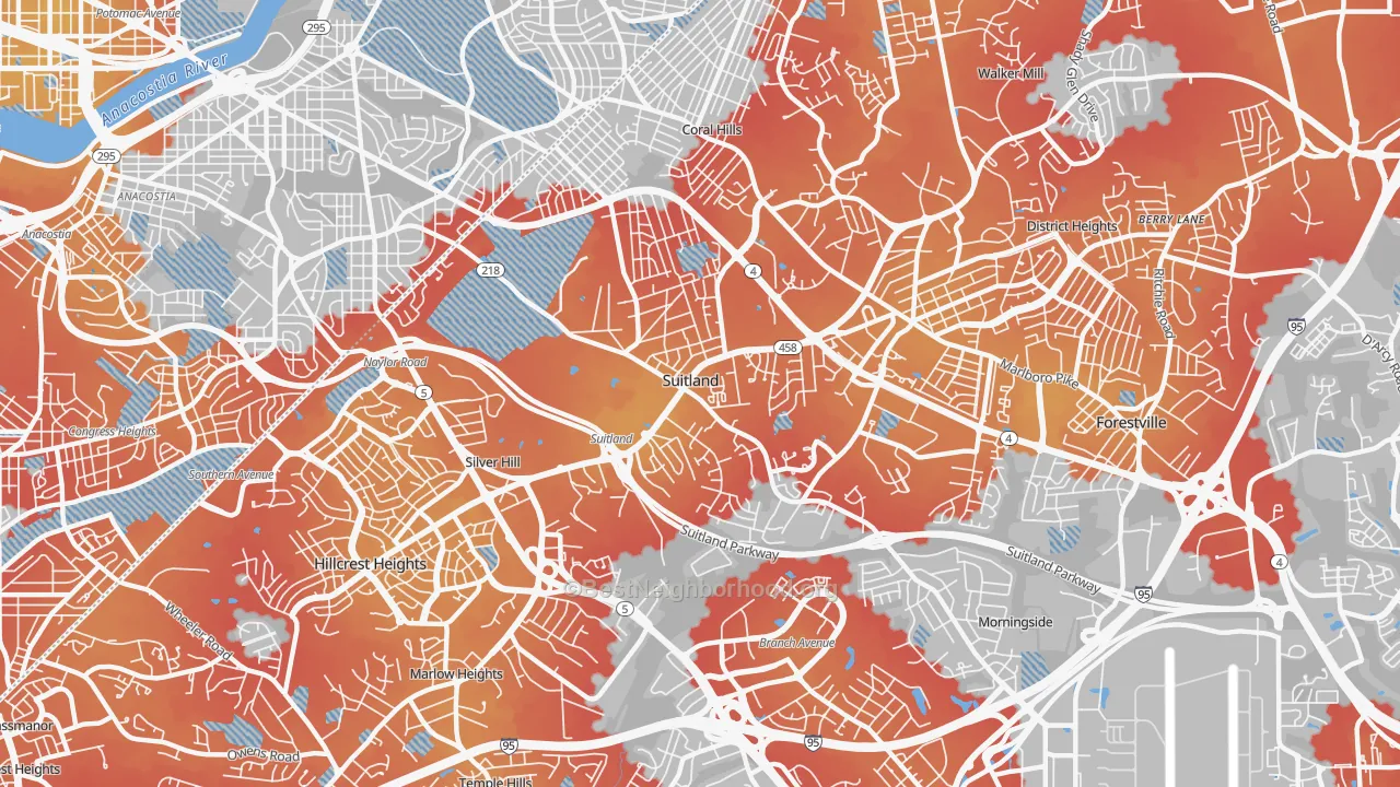 Transit Grade map of Suitland-Silver Hill, Suitland, MD