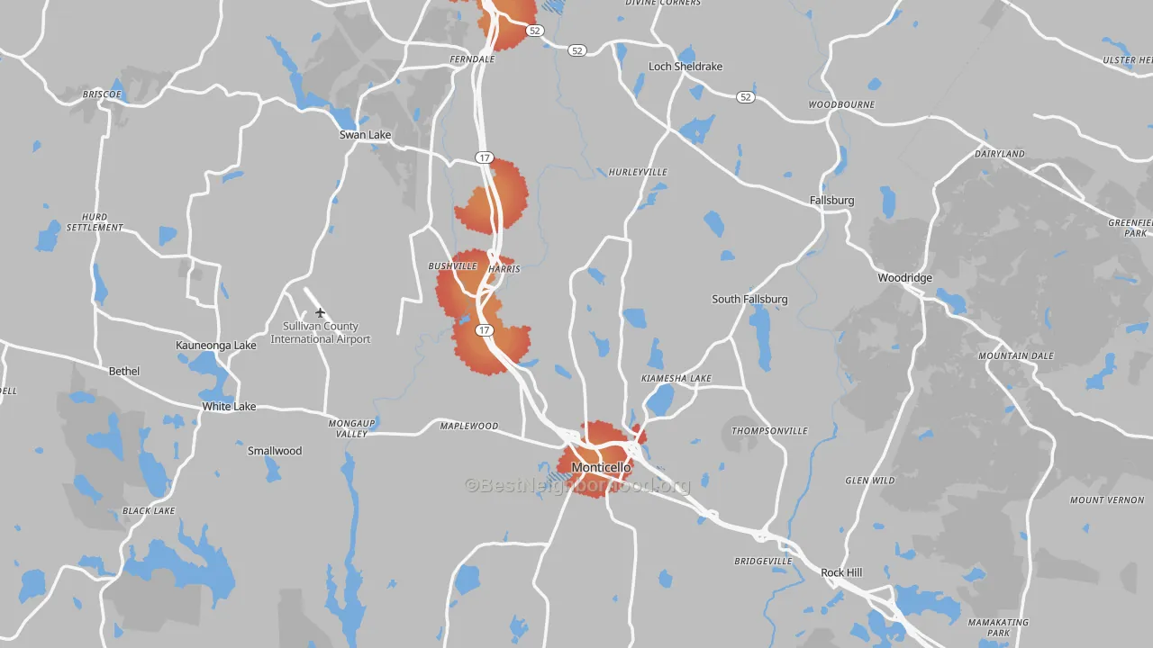 Transit Grade map of Sullivan County, NY