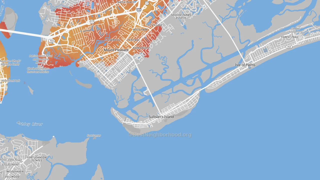 Transit Grade map of Sullivans Island, SC