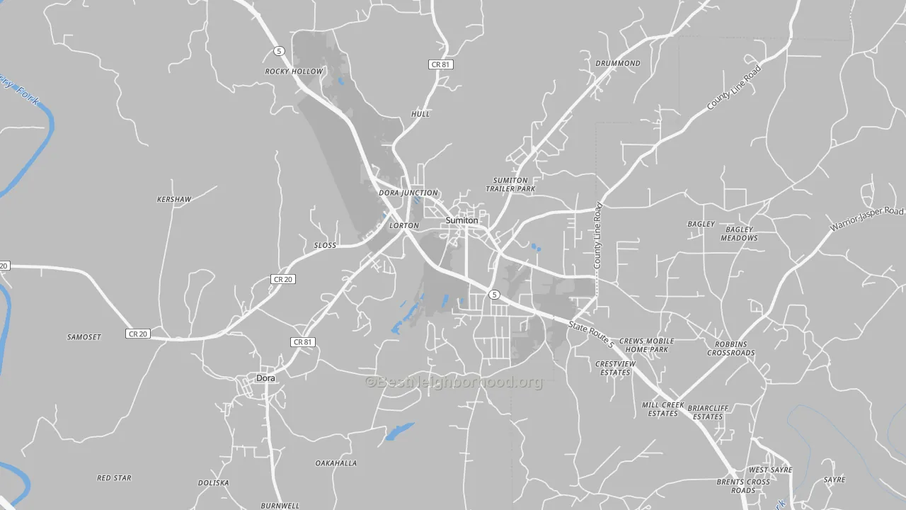 Transit Grade map of Sumiton, AL