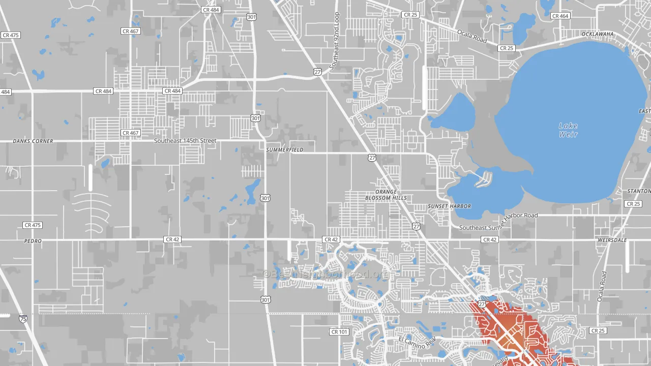 Transit Grade map of Summerfield, FL