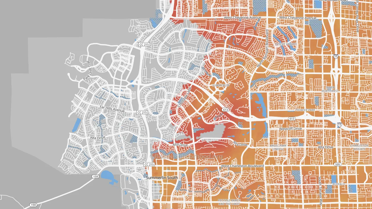 Transit Grade map of Summerlin North, Las Vegas, NV