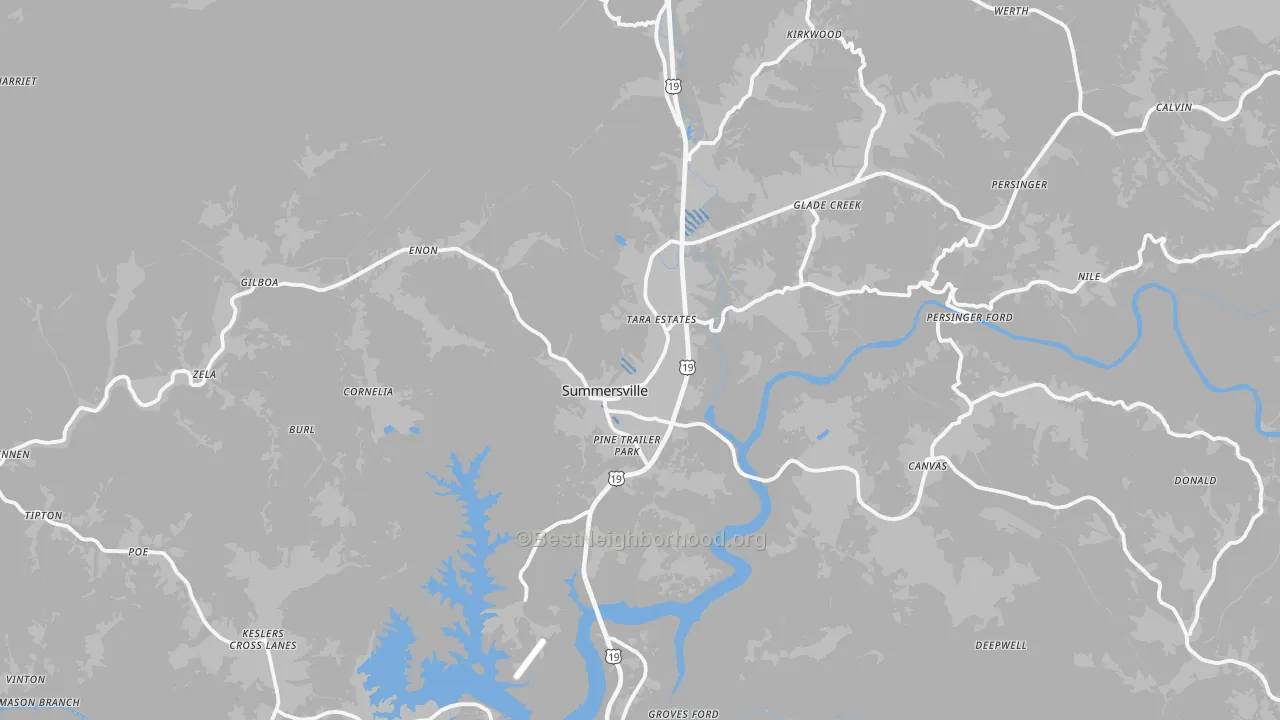 Transit Grade map of Summersville, WV