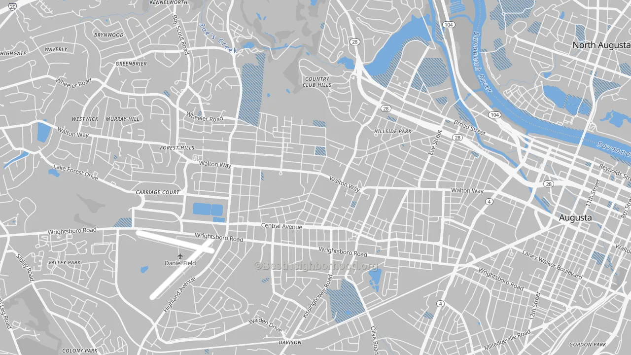 Transit Grade map of Summerville, Augusta, GA