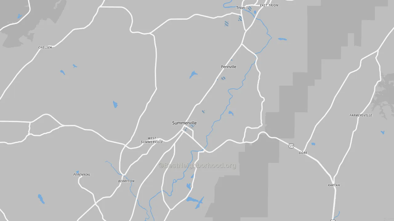 Transit Grade map of Summerville, GA