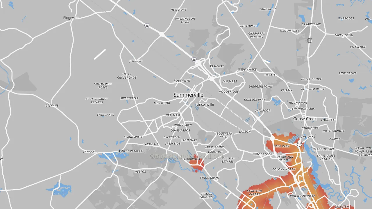 Transit Grade map of Summerville, SC