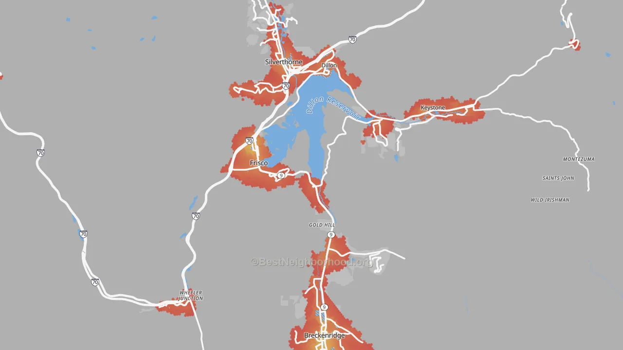Transit Grade map of Summit County, CO
