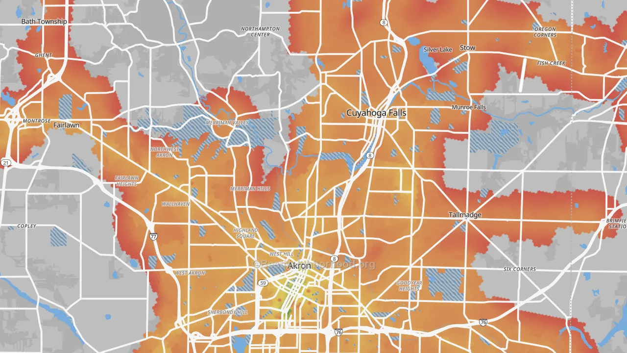 Transit Grade map of Summit County, OH