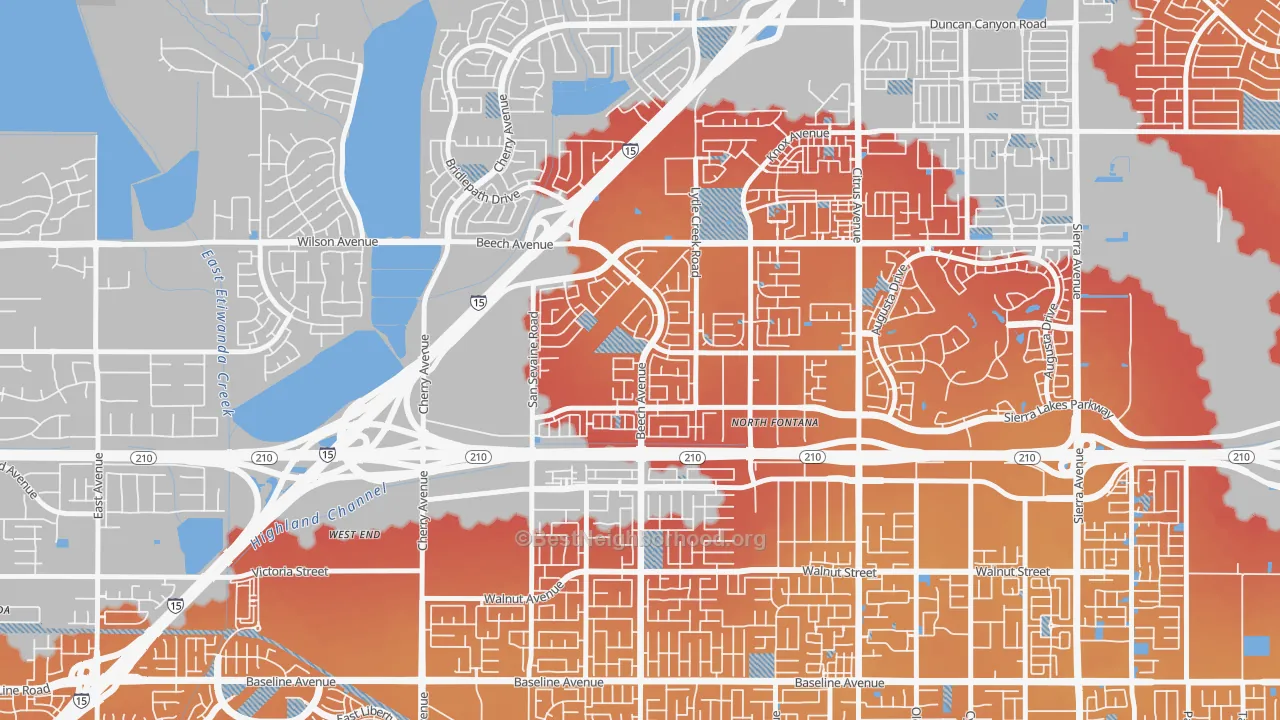 Transit Grade map of Summit Heights, Fontana, CA