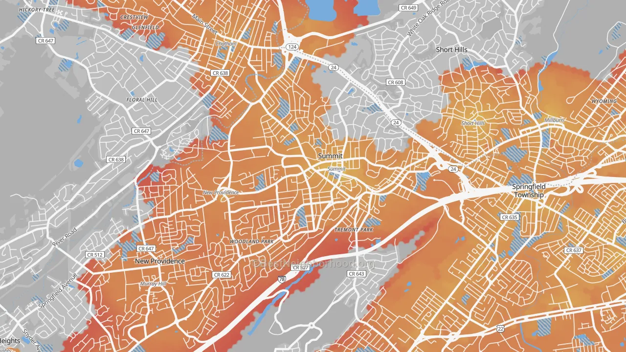 Transit Grade map of Summit, NJ