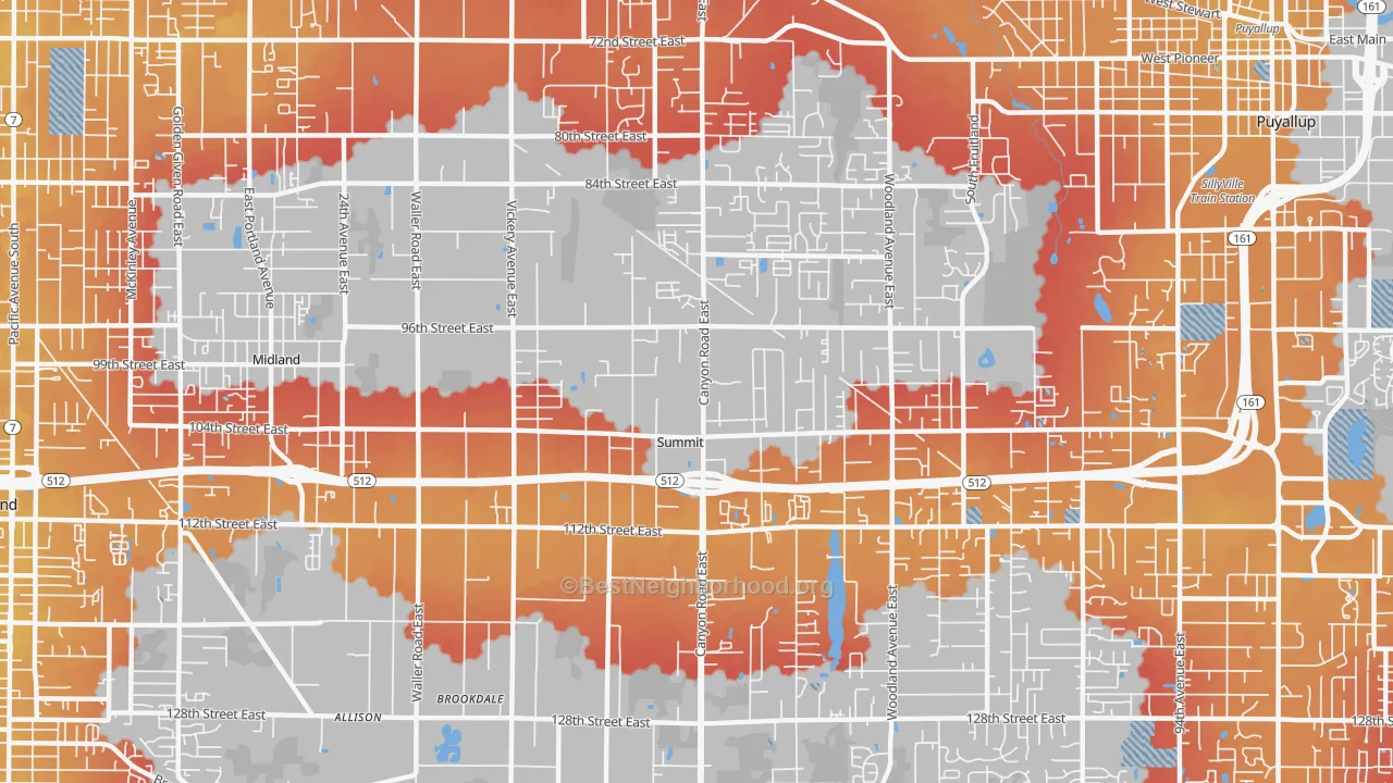 Transit Grade map of Summit, Puyallup, WA