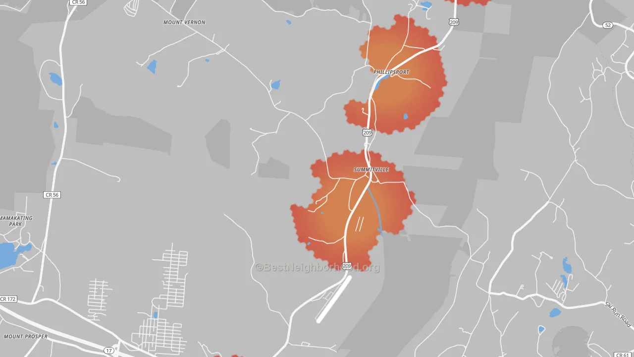 Transit Grade map of Summitville, NY