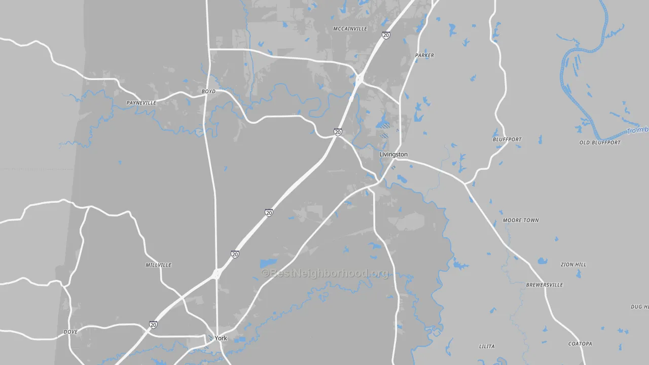 Transit Grade map of Sumter County, AL