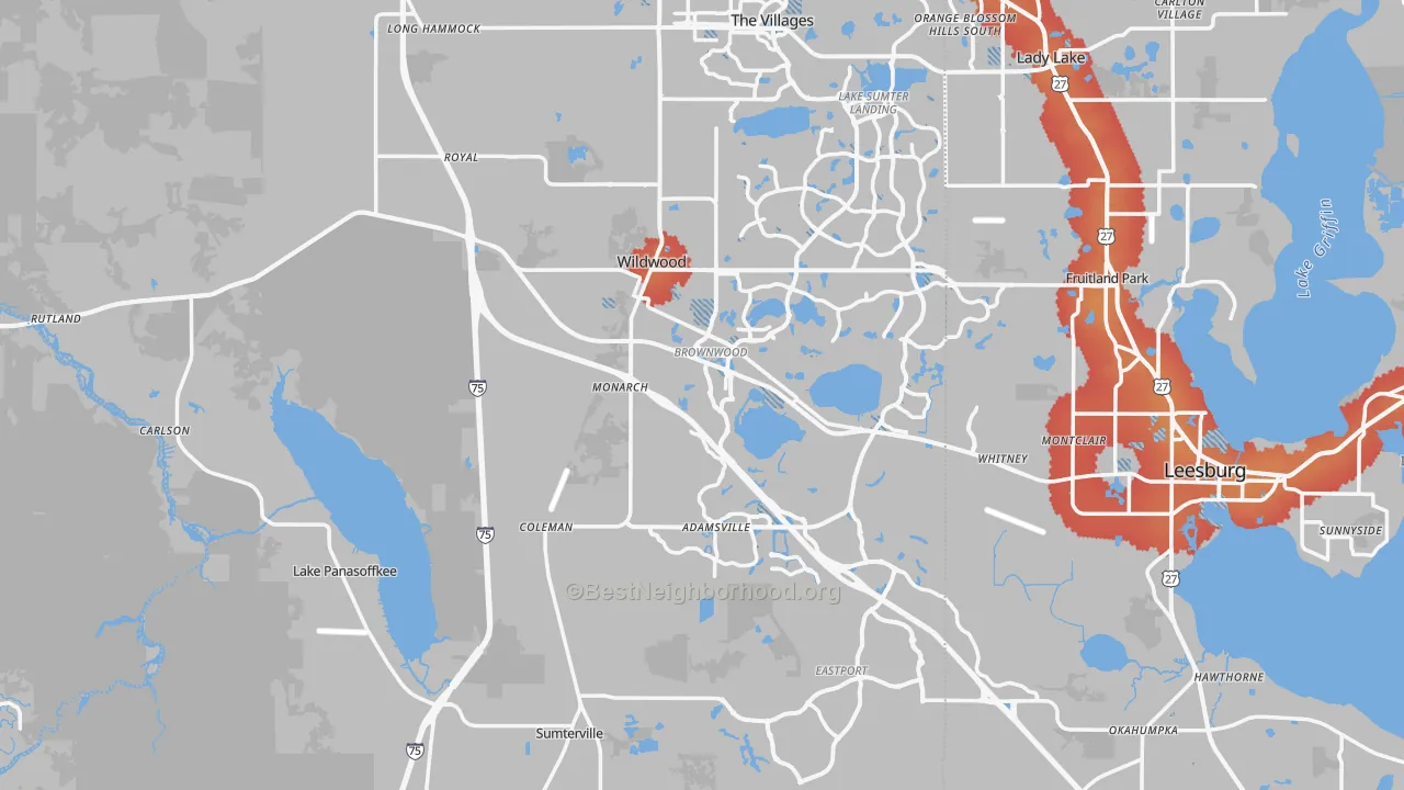 Transit Grade map of Sumter County, FL